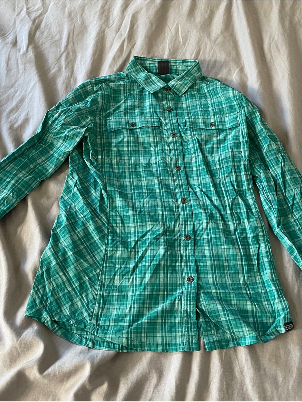 Women’s Teal Plaid Button-Down Shirt